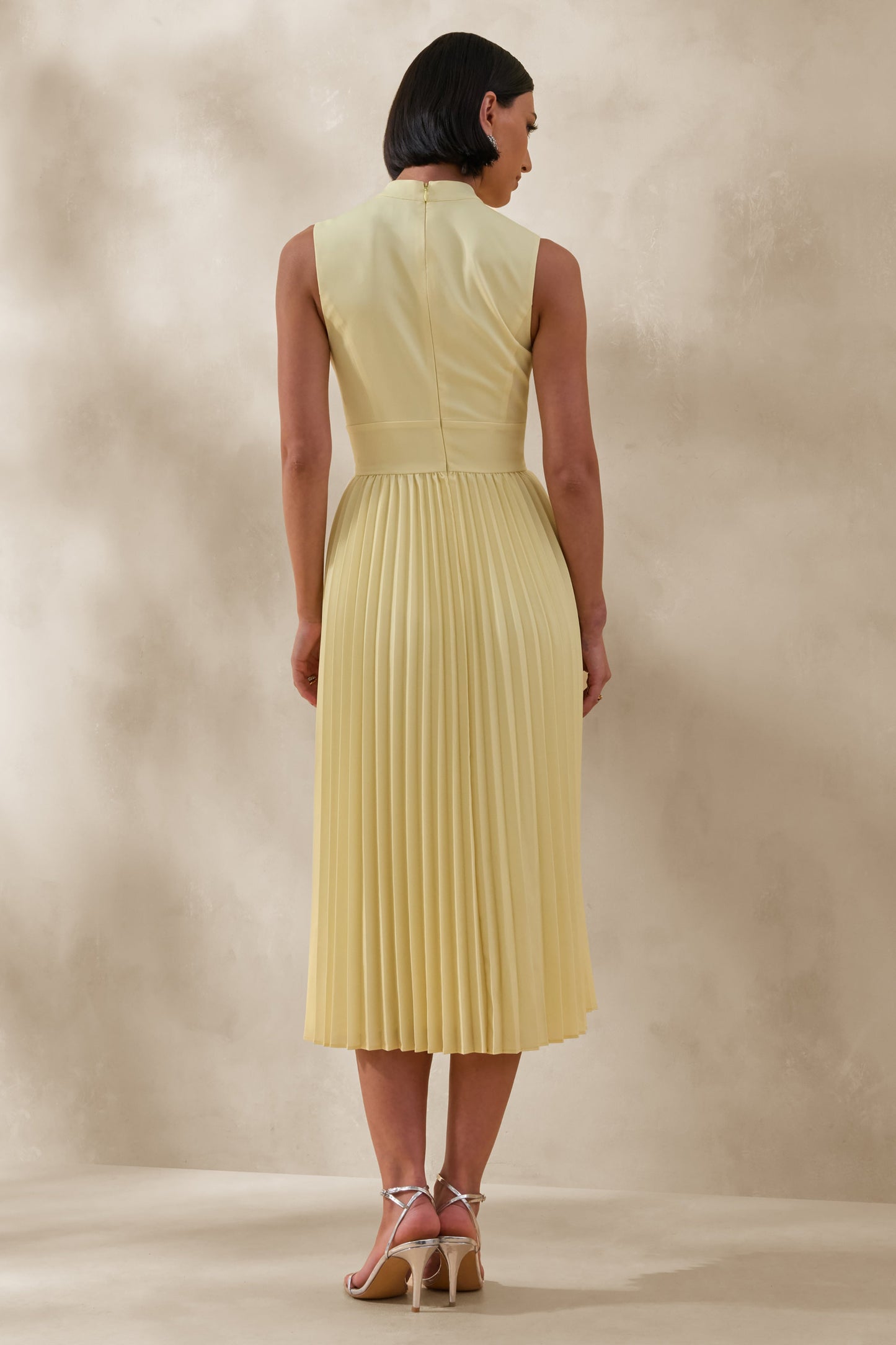 Avalon | Lemon Midi Dress With Pleated Skirt And Bow-Detail