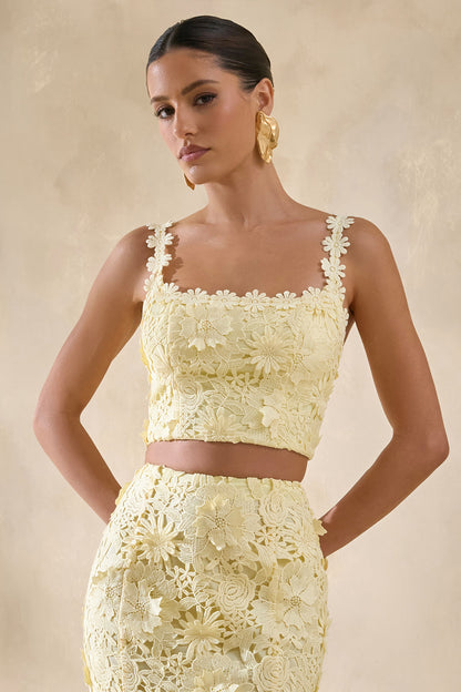 Blythe | Lemon Lace Square-Neck Crop-Top