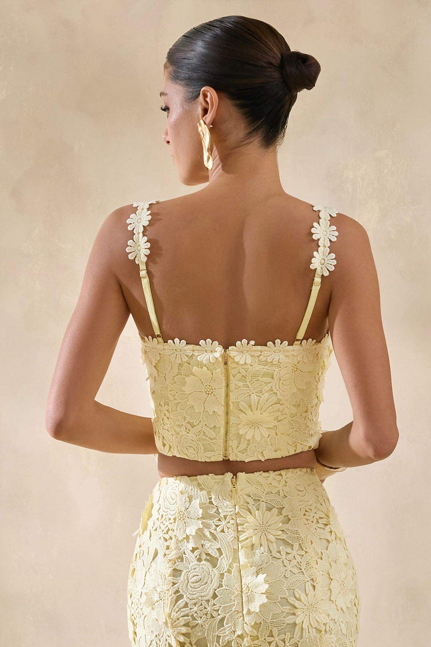 Blythe | Lemon Lace Square-Neck Crop-Top
