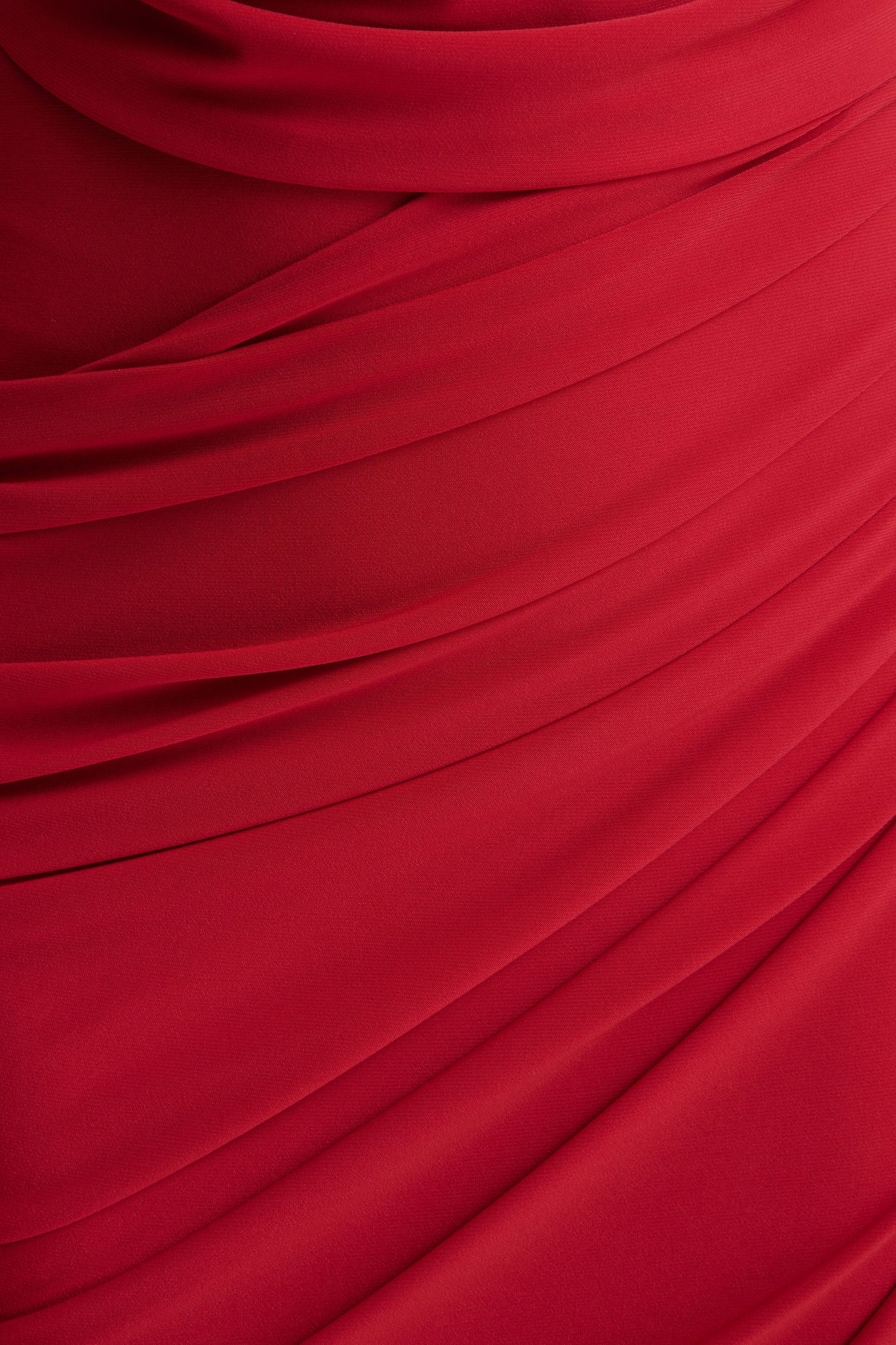 Cairo | Red Cowl-Neck Maxi Dress With Gathered Detailing