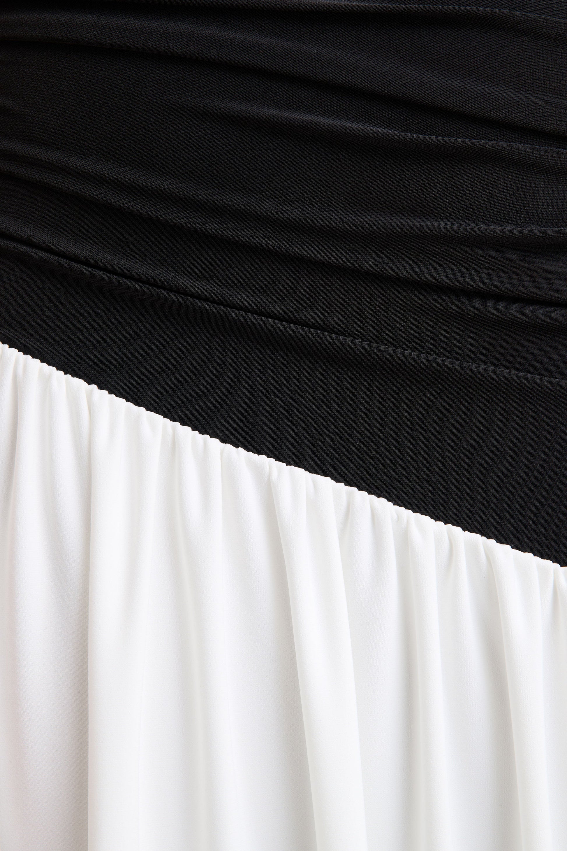 Danila | Black And White Asymmetric-Neck Maxi Dress With Drop-Waist