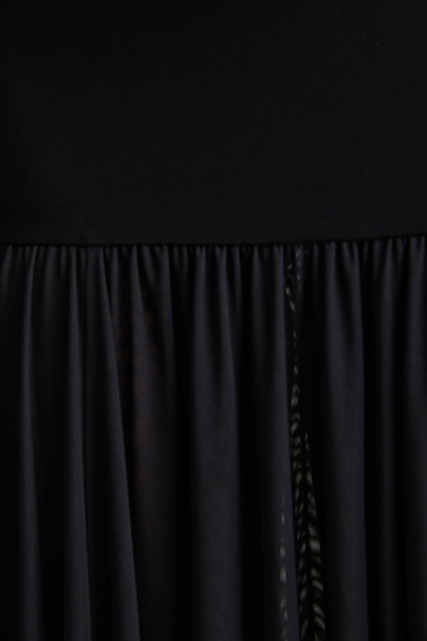 Gigi | Black High-Neck Maxi Dress With Drop-Waist And Sheer Skirt