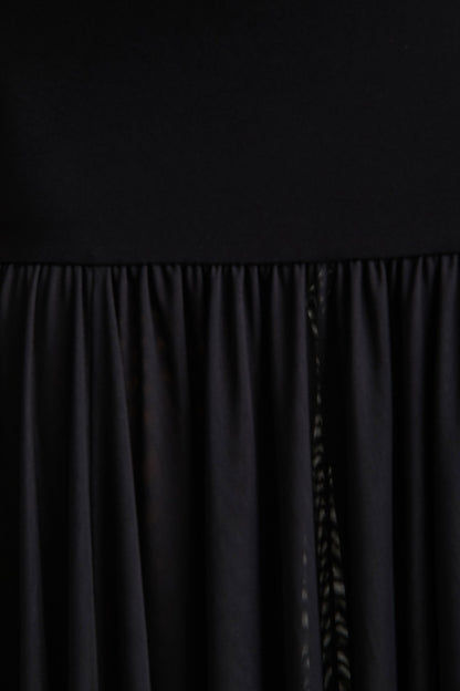 Gigi | Black High-Neck Maxi Dress With Drop-Waist And Sheer Skirt