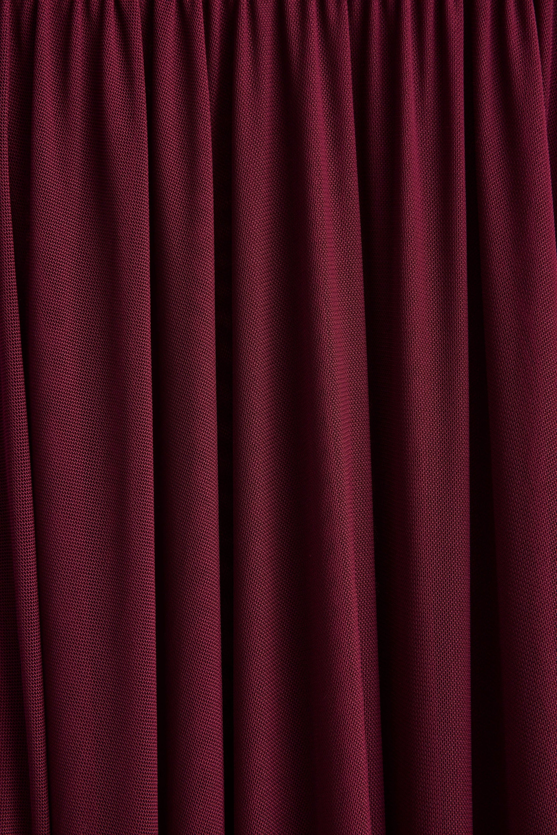 Gigi | Burgundy High-Neck Maxi Dress With Drop-Waist And Sheer Skirt