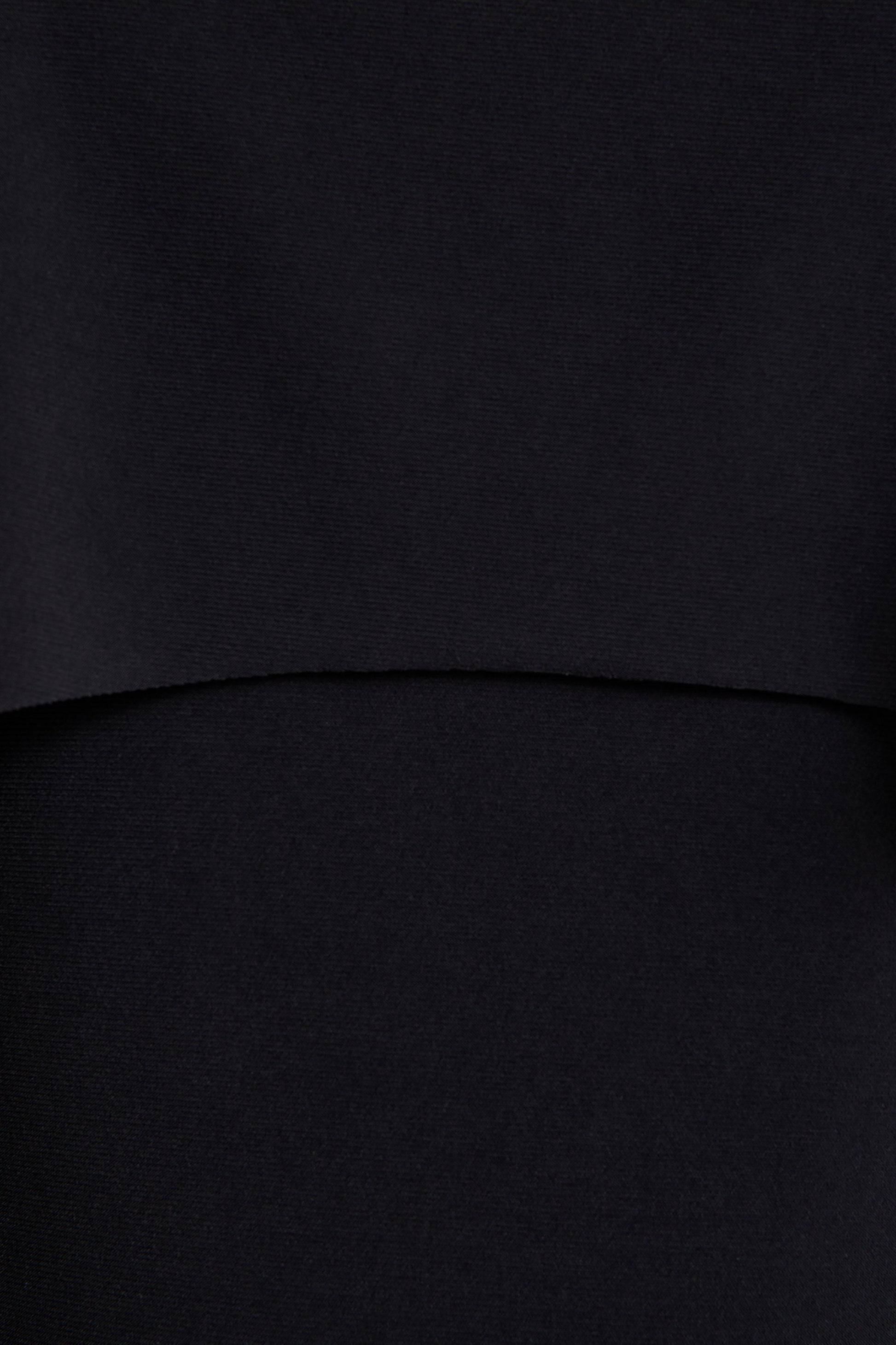 Kalani | Black Crew-Neck Midi Dress With Cape-Sleeves