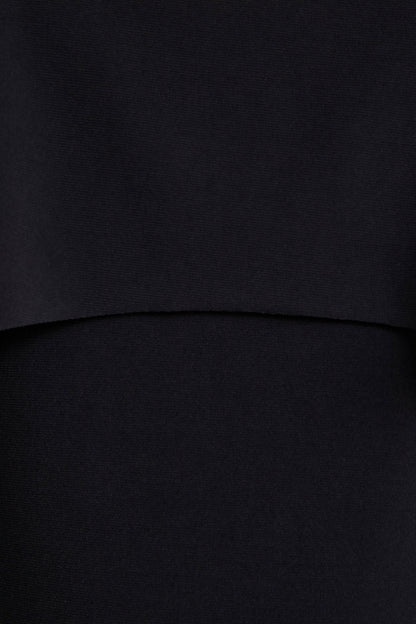 Kalani | Black Crew-Neck Midi Dress With Cape-Sleeves