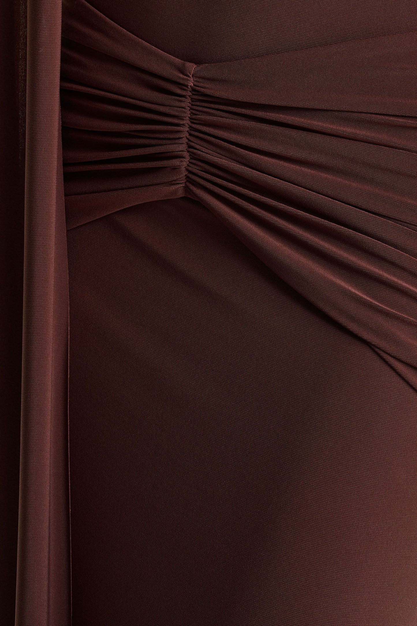 Hyla | Brown High-Neck Maxi Dress With Sash-Detail