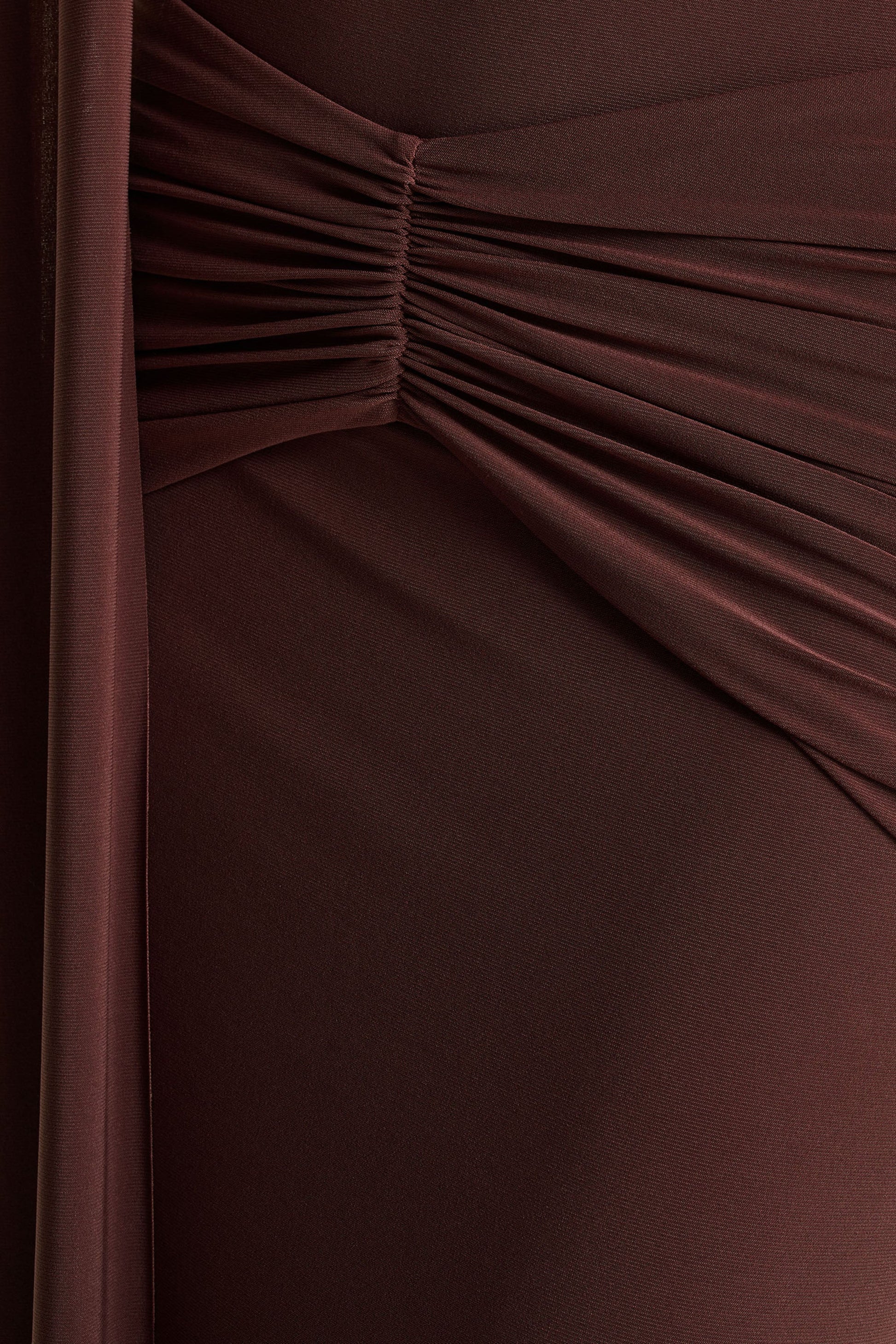 Hyla | Brown High-Neck Maxi Dress With Sash-Detail