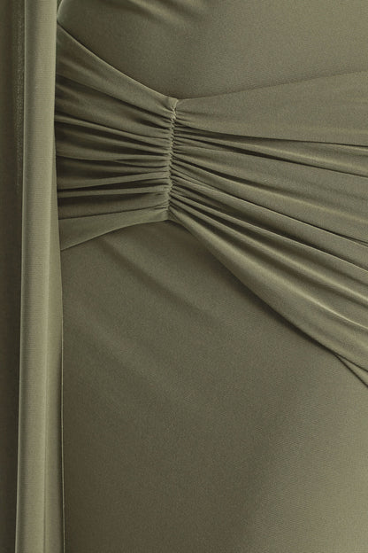 Hyla | Green High-Neck Maxi Dress With Sash-Detail