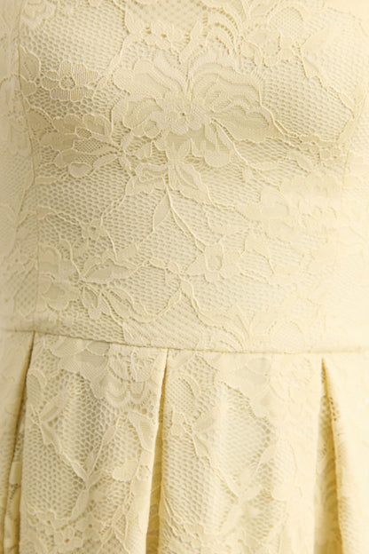 Ashmara | Lemon Lace Square-Neck Midi Dress