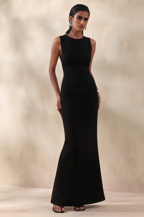 Astrelle | Black Crew-Neck Maxi Dress