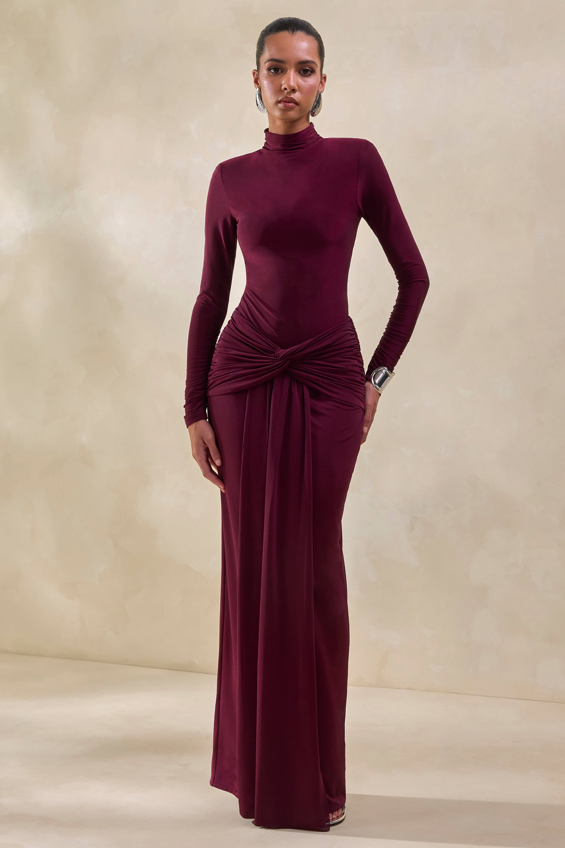 Lyanna | Burgundy Turtle-Neck Thong Bodysuit