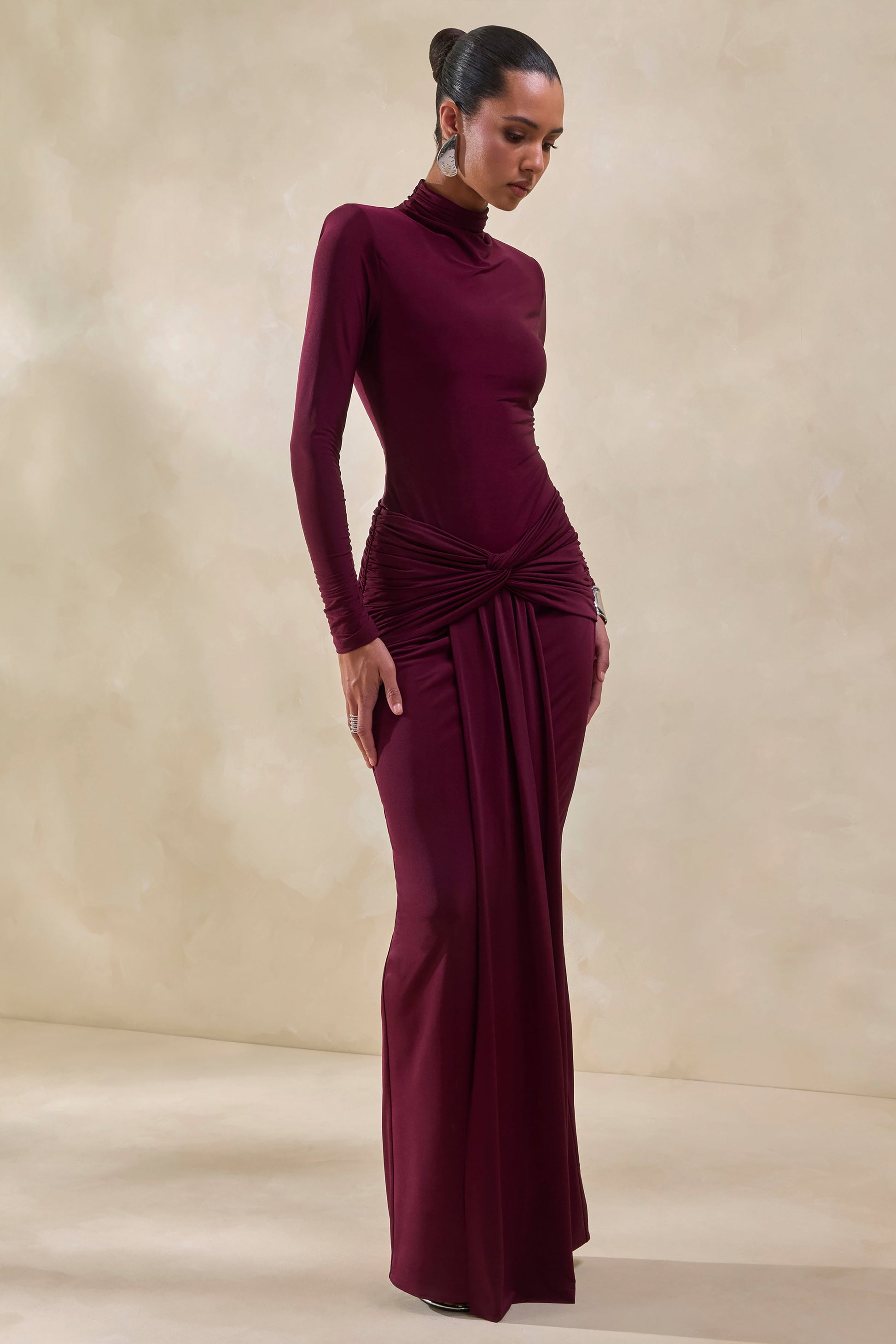 Lyanna | Burgundy Turtle-Neck Thong Bodysuit