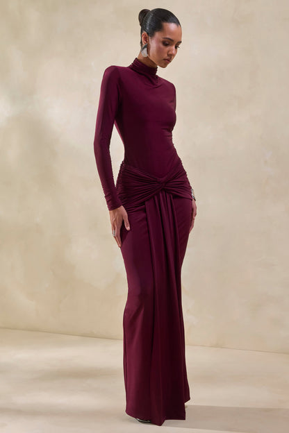 Lyanna | Burgundy Turtle-Neck Thong Bodysuit