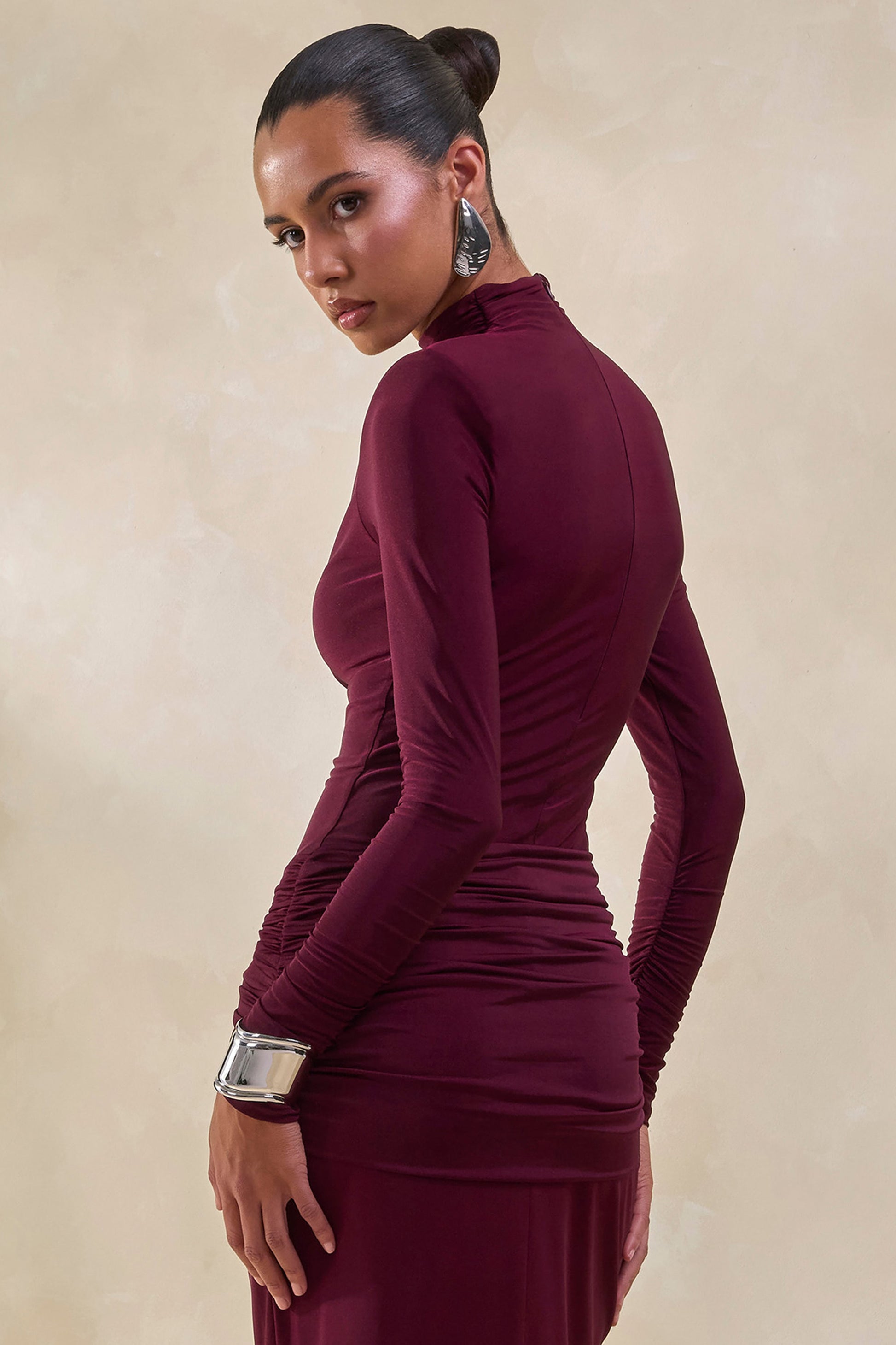 Lyanna | Burgundy Turtle-Neck Thong Bodysuit