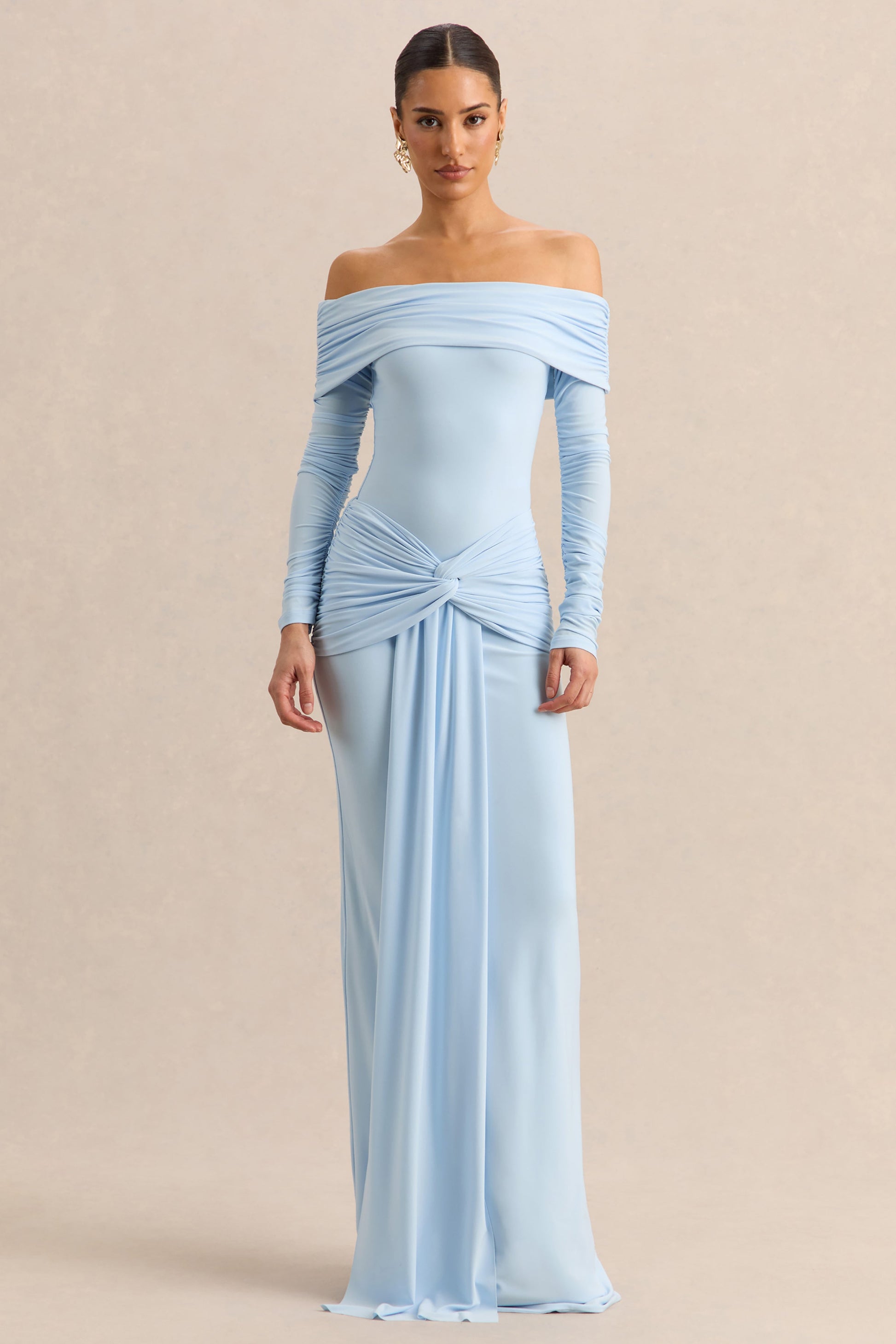 Flynne | Blue Wrapped Maxi Skirt With Sash