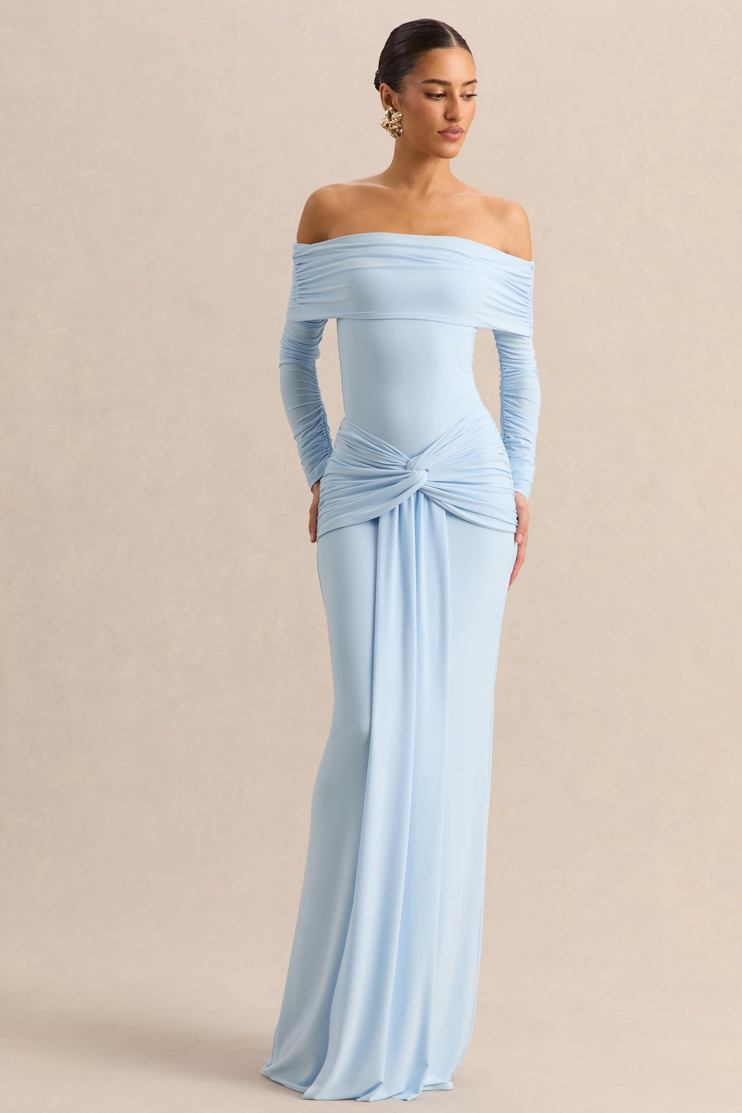 Flynne | Blue Wrapped Maxi Skirt With Sash