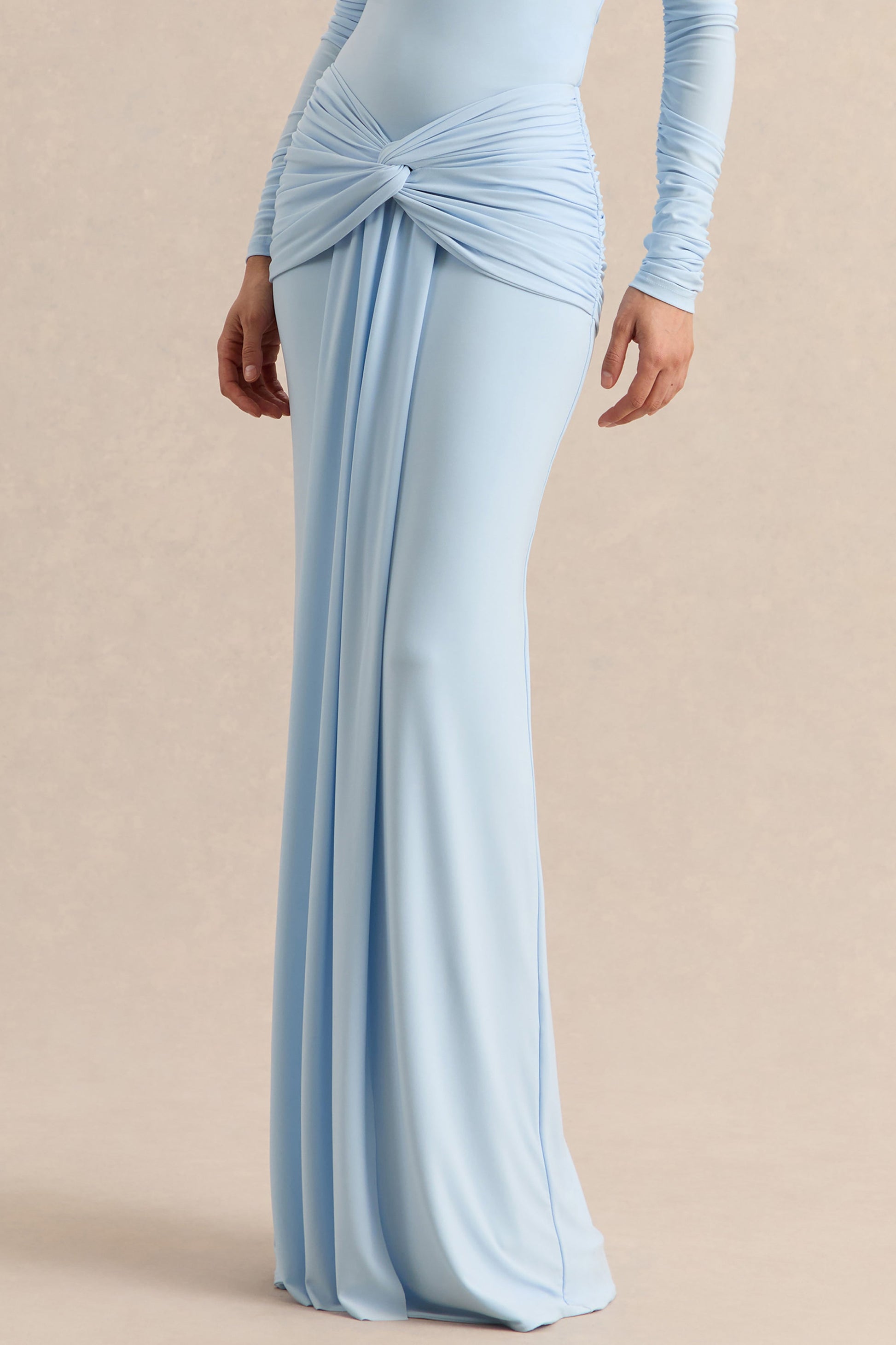Flynne | Blue Wrapped Maxi Skirt With Sash