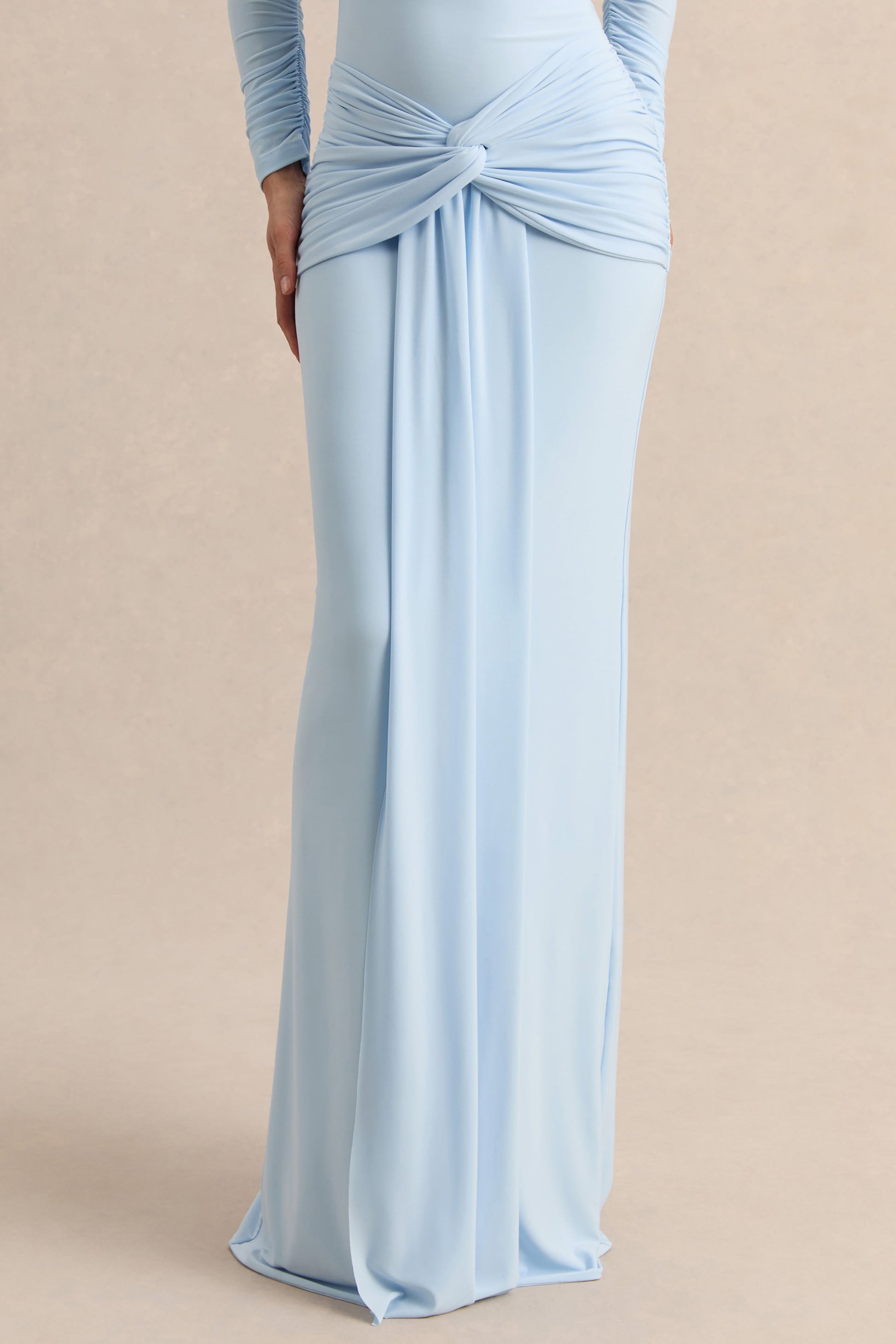 Flynne | Blue Wrapped Maxi Skirt With Sash