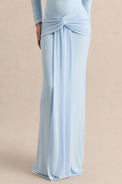 Flynne | Blue Wrapped Maxi Skirt With Sash