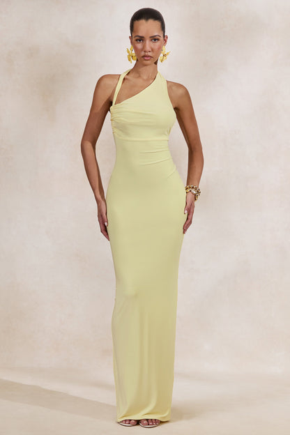 Delisse | Lemon Asymmetric-Neck Maxi Dress