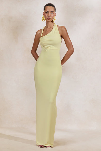 Delisse | Lemon Asymmetric-Neck Maxi Dress