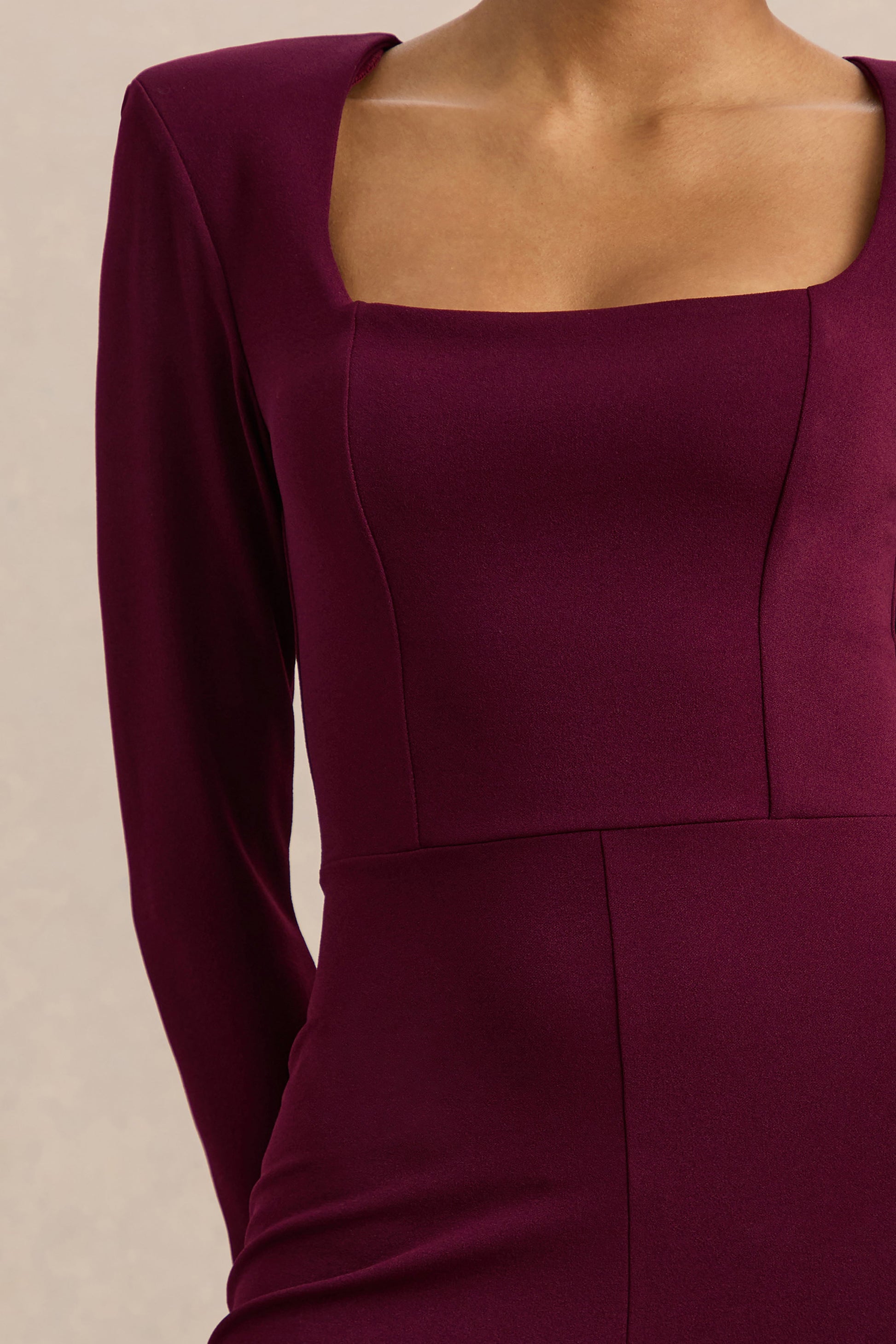 Elasse | Burgundy Square-Neck Jumpsuit