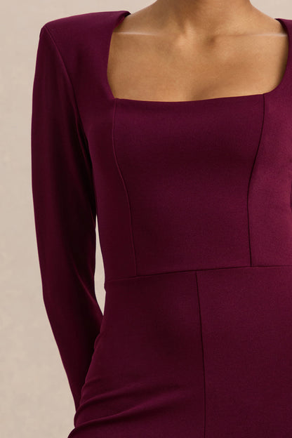 Elasse | Burgundy Square-Neck Jumpsuit