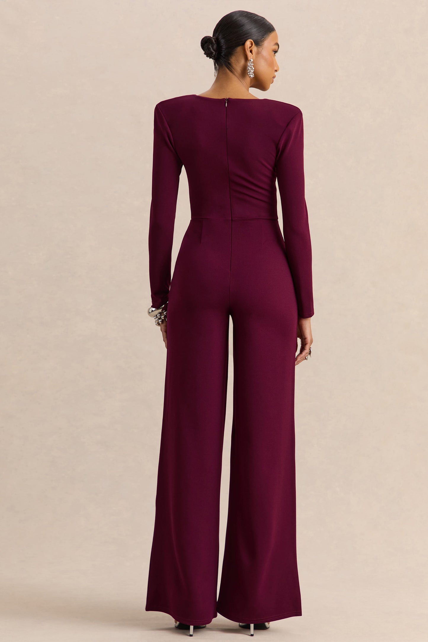 Elasse | Burgundy Square-Neck Jumpsuit