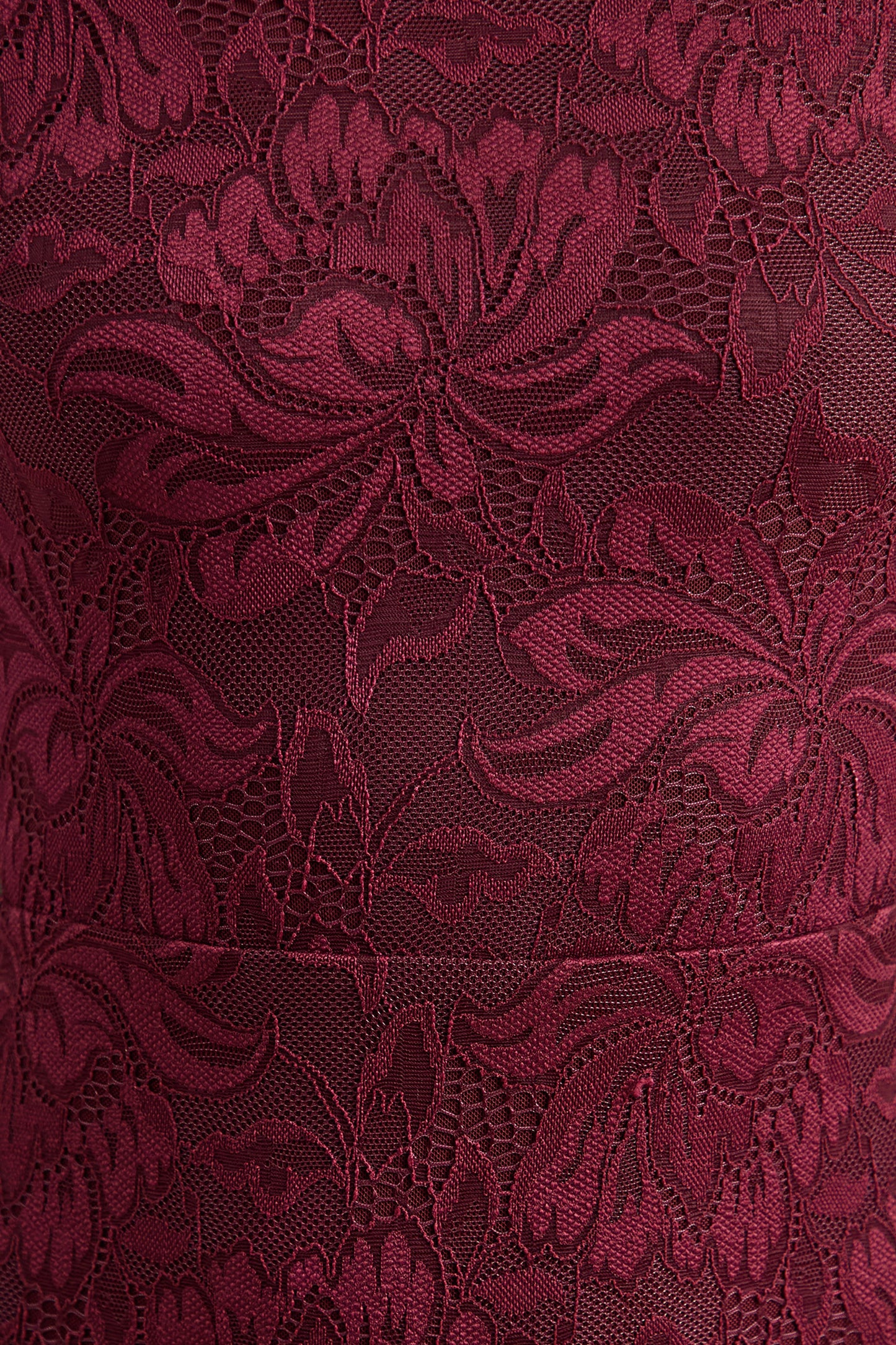 Iselle | Burgundy Lace Bardot-Neck Maxi Dress With Scarf-Detail