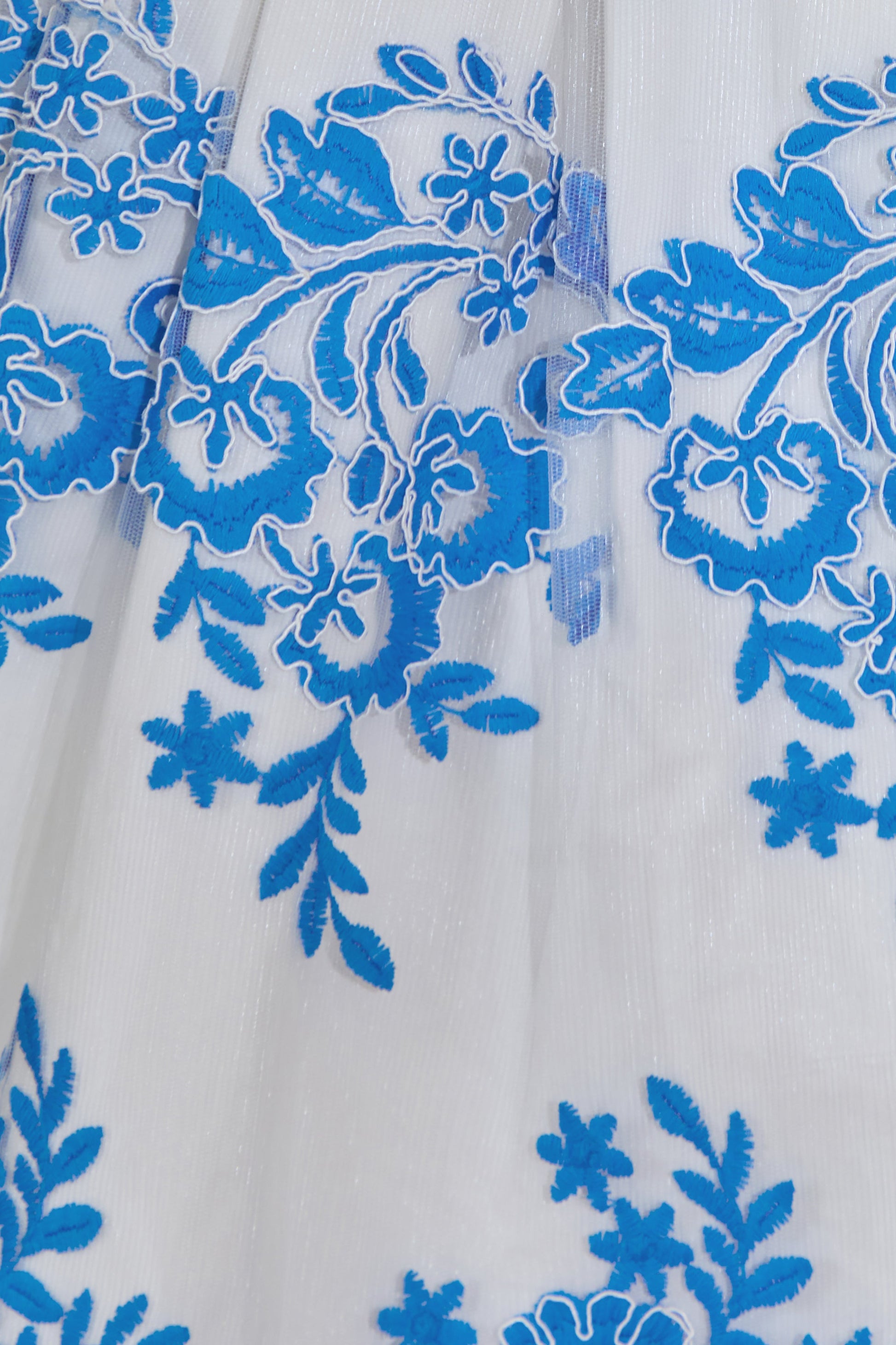 Mayra | Blue Lace Square-Neck Midi Dress With Voluminous Skirt