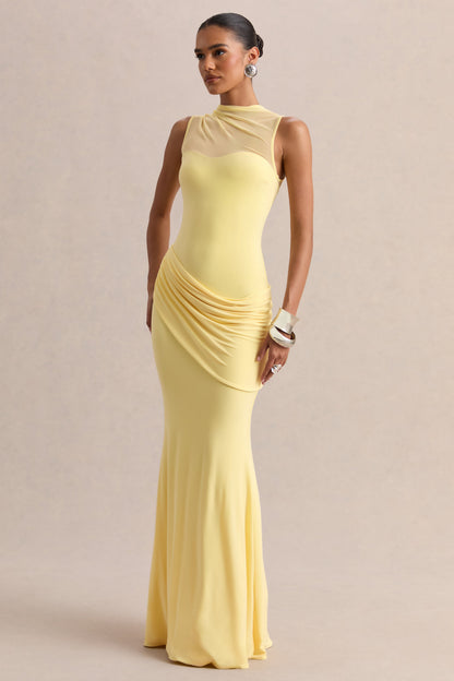 Lyssy | Lemon High-Neck Maxi Dress With Mesh-Detail
