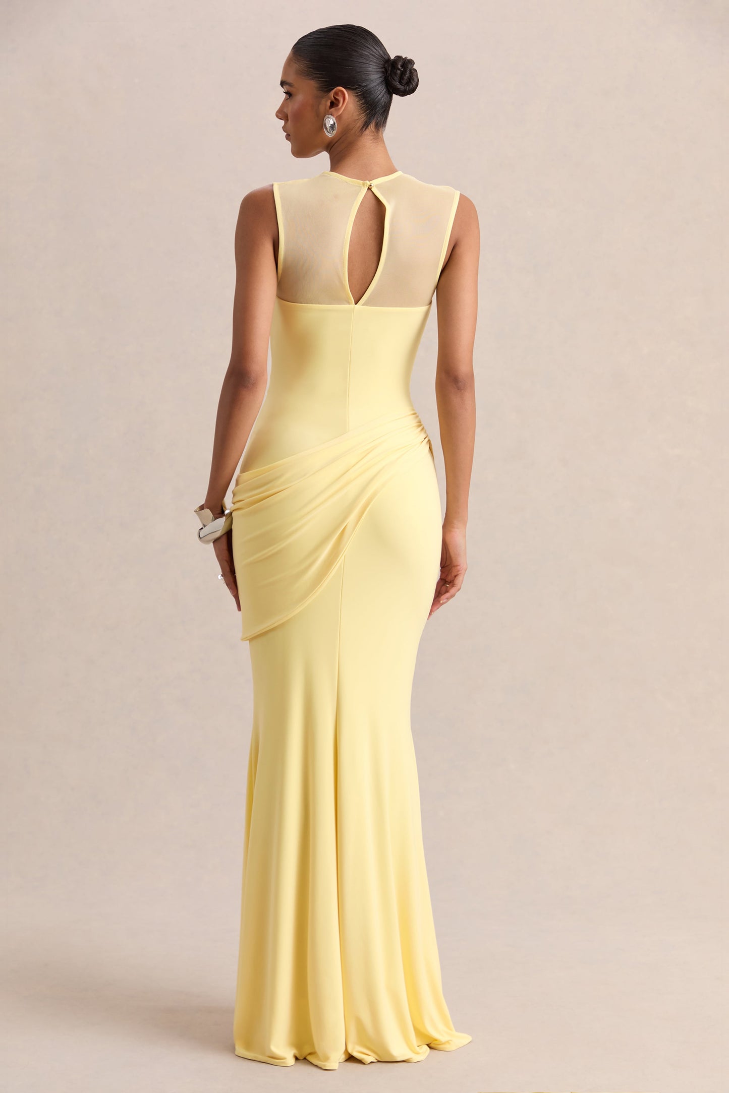 Lyssy | Lemon High-Neck Maxi Dress With Mesh-Detail