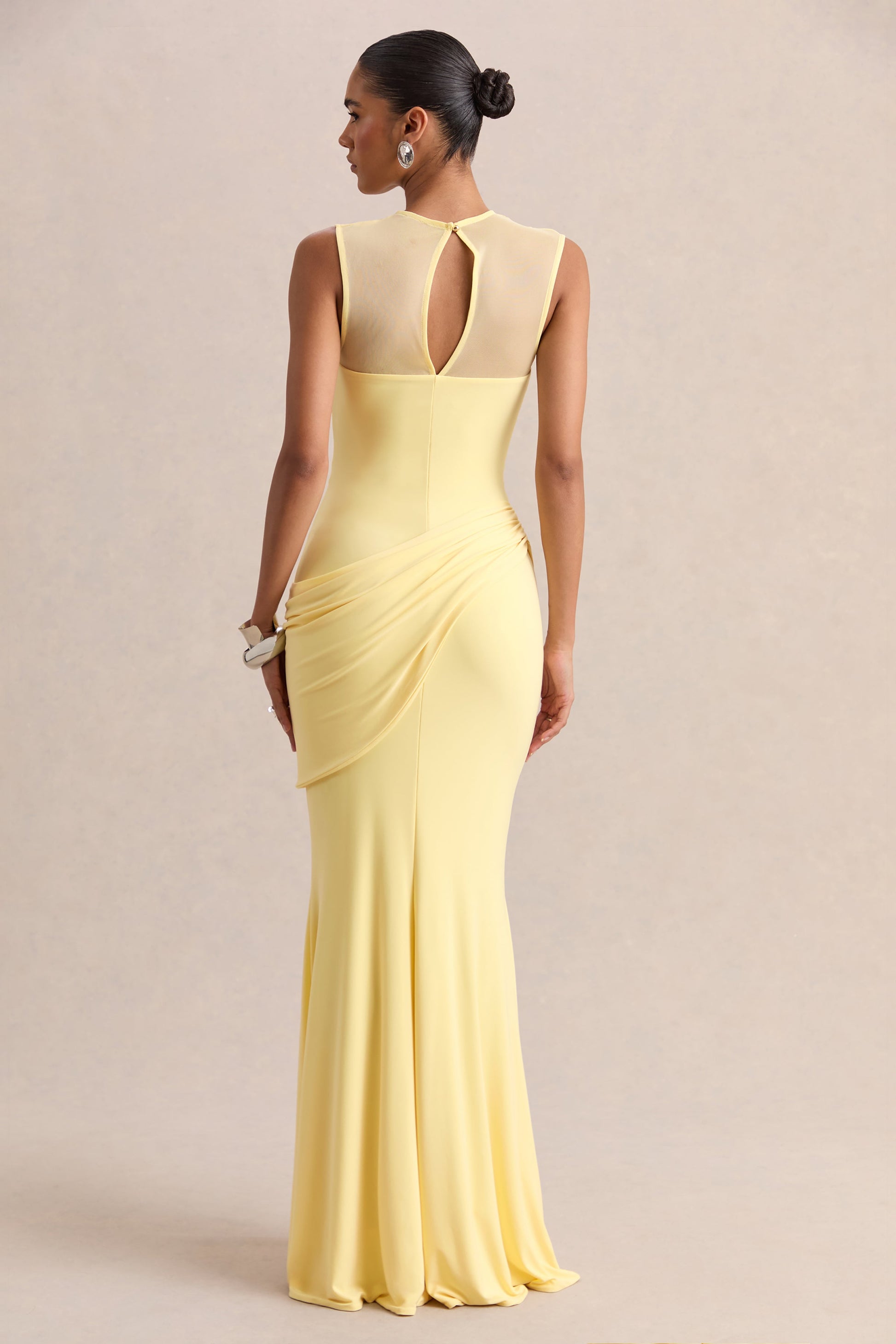 Lyssy | Lemon High-Neck Maxi Dress With Mesh-Detail