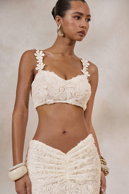 Arlina | White Lace Scoop-Neck Crop-Top