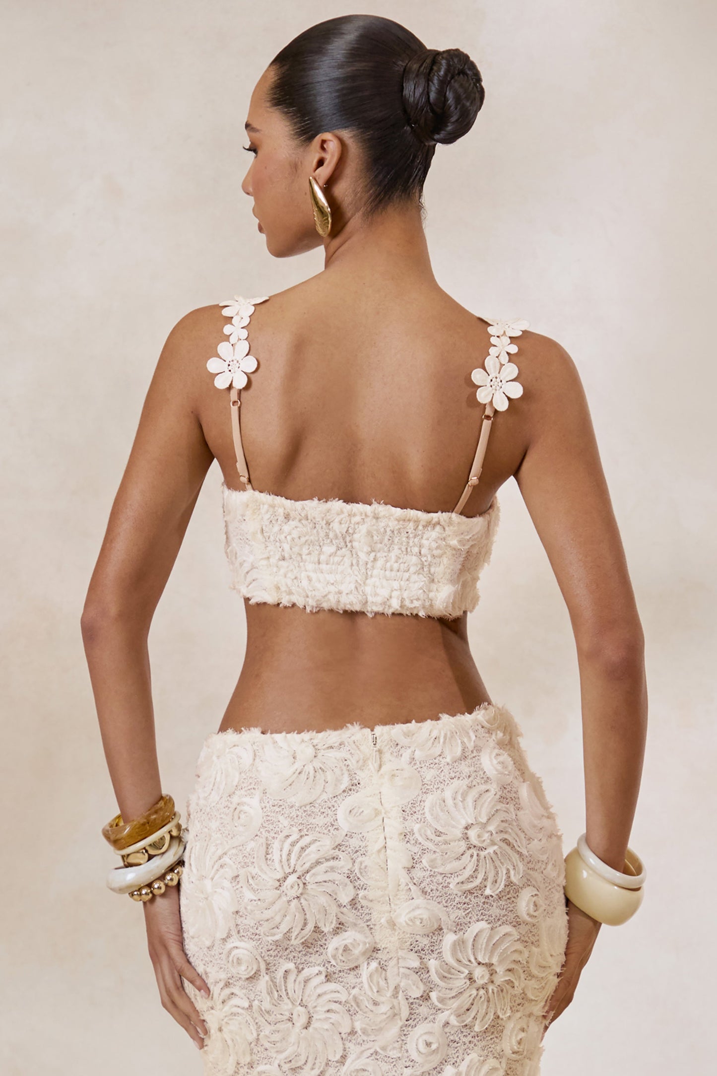 Arlina | White Lace Scoop-Neck Crop-Top