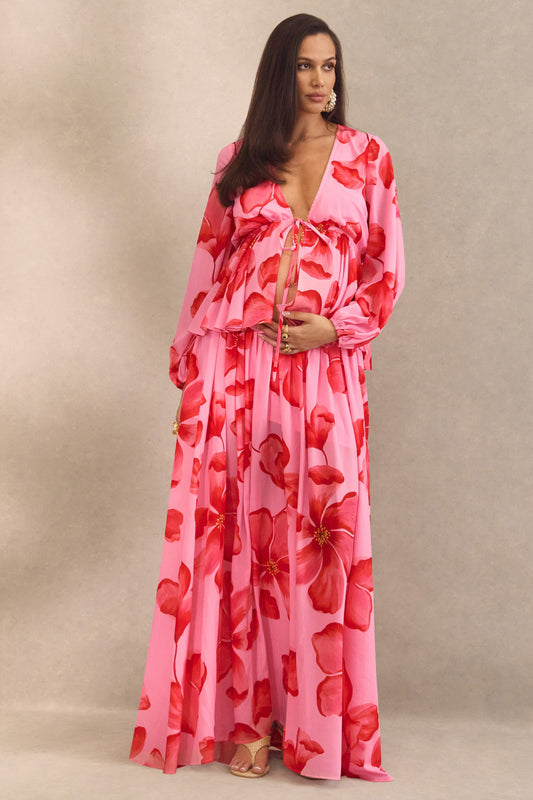 Asella | Pink Chiffon Maxi Skirt