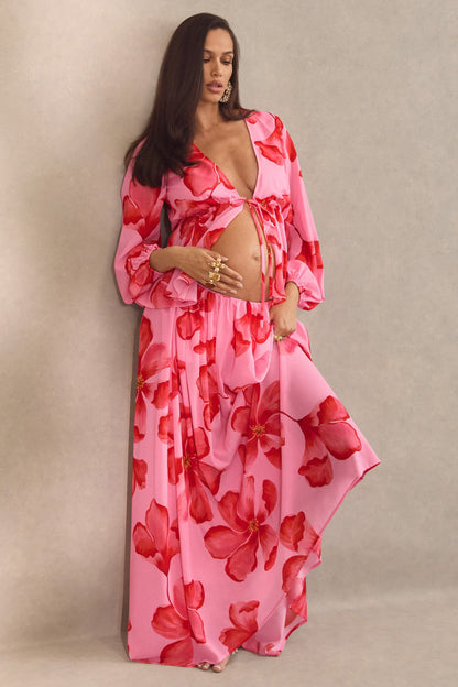 Asella | Pink Chiffon Maxi Skirt