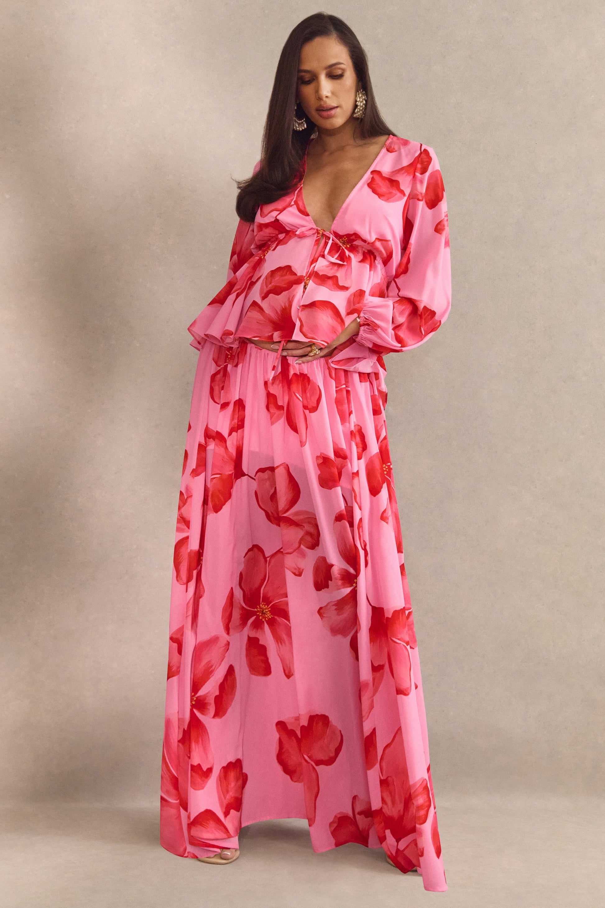 Asella | Pink Chiffon Maxi Skirt