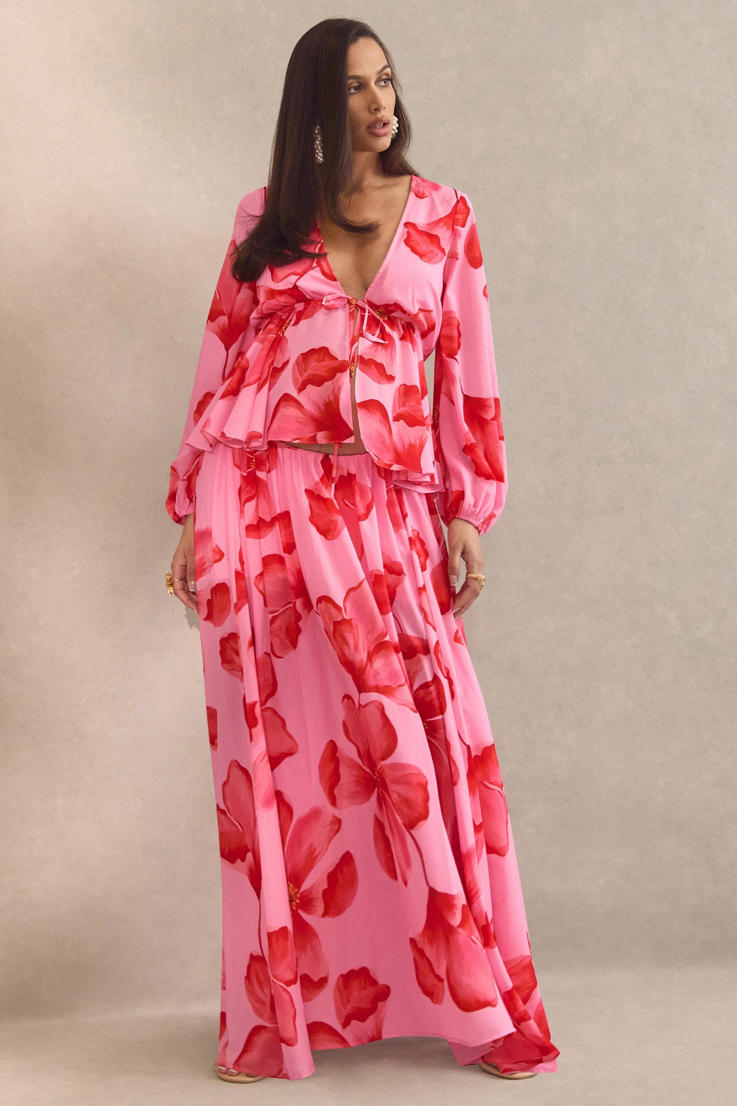 Asella | Pink Chiffon Maxi Skirt