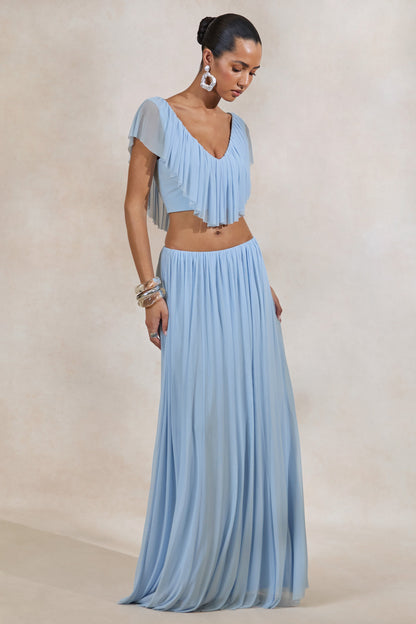 Kiandra | Light Blue Maxi Skirt With Draped Detailing