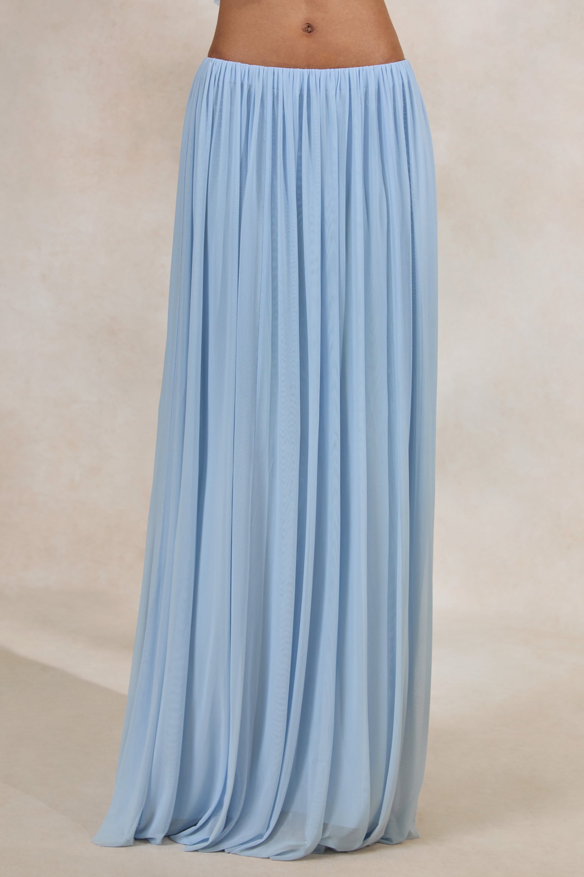 Kiandra | Light Blue Maxi Skirt With Draped Detailing