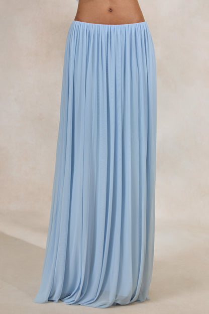 Kiandra | Light Blue Maxi Skirt With Draped Detailing