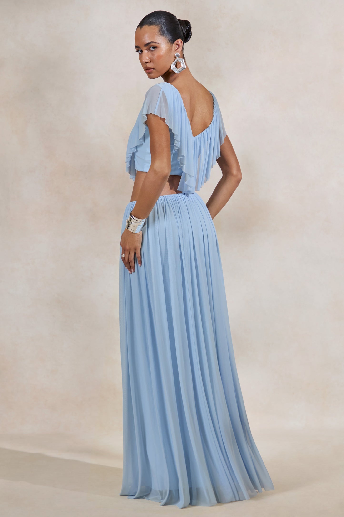 Kiandra | Light Blue Maxi Skirt With Draped Detailing