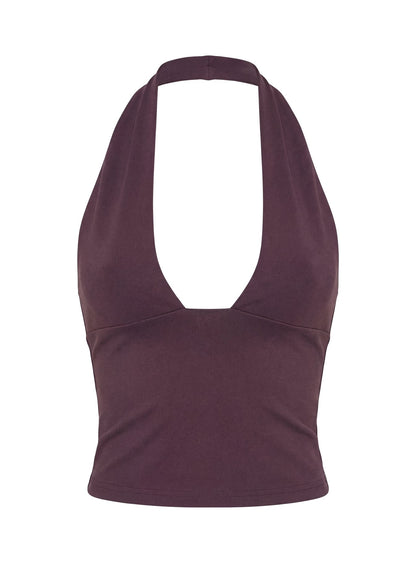 Daily Define Halter Tank Top Aubergine