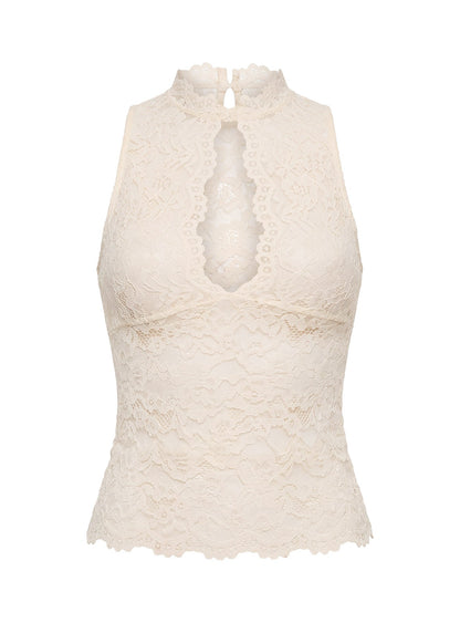 Quinbie Lace Sleeveless Top Cream