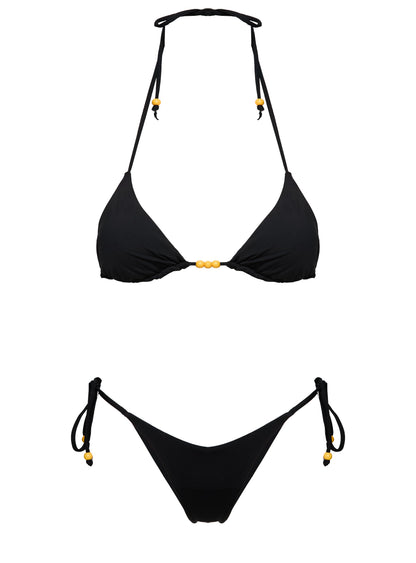 Nevaeh Beaded Triangle Bikini Top Black