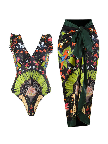 Print Modest One-Piece Swimsuit