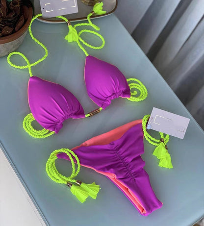 Open Back Braided Bikini Set