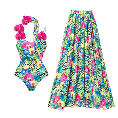 Floral One-Shoulder One-Piece Swimsuit